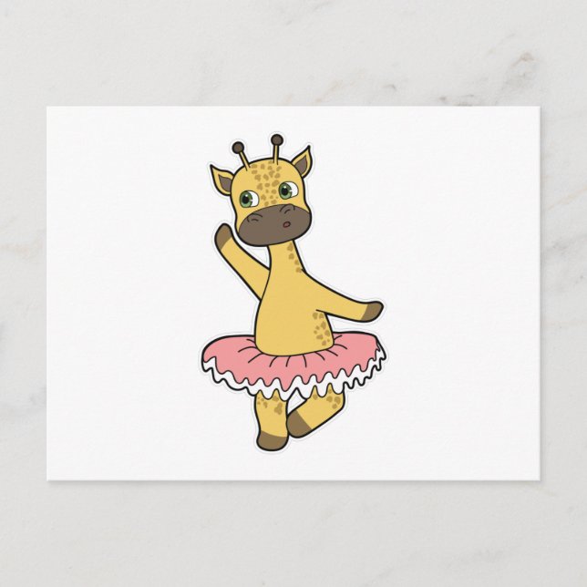 Postal Giraffe como Ballerina en el ballet con falda (Anverso)