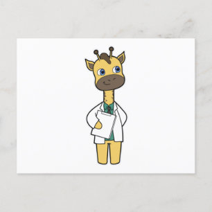 Postal Giraffe como Médica con Notepad