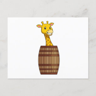 Postal Giraffe con barril