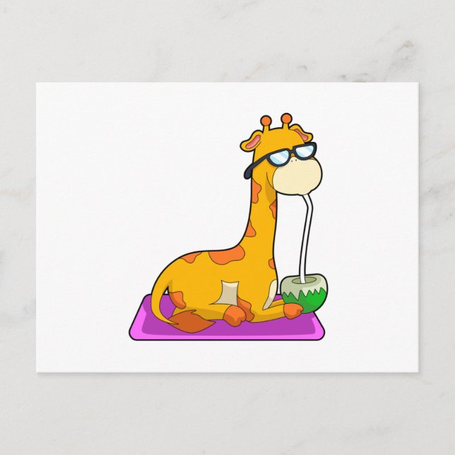 Postal Giraffe con coco (Anverso)