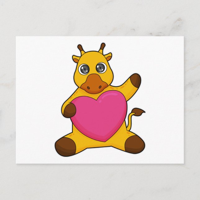 Postal Giraffe con corazón (Anverso)
