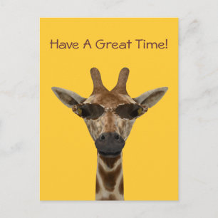 Postal Giraffe Con Gafas De Sol