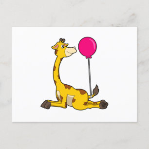 Postal Giraffe con globo