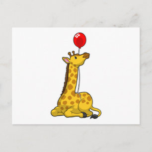 Postal Giraffe con globo