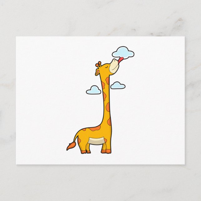 Postal Giraffe con nubes (Anverso)