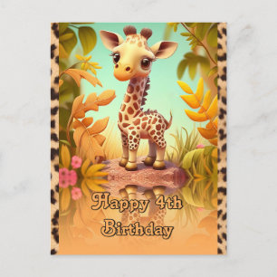 Postal Giraffe Cumpleaños para los niños