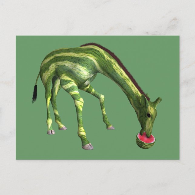 Postal Giraffe Eating Watermelon (Anverso)