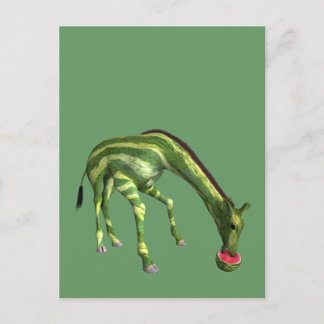 Postal Giraffe Eating Watermelon