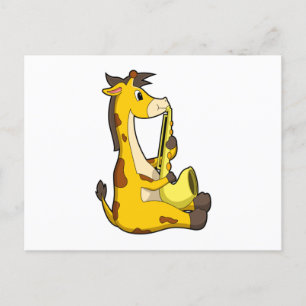 Postal Giraffe en la música con saxofón.PNG