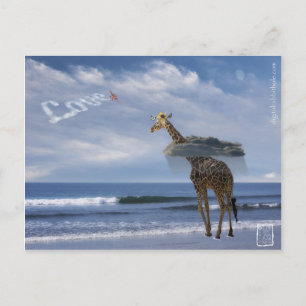 Postal Giraffe en la playa