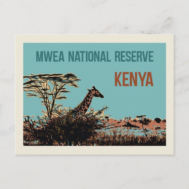 Postal Giraffe en la Reserva Nacional de Mwea, Kenia (Anverso)