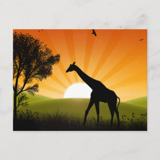 Postal Giraffe En Movimiento