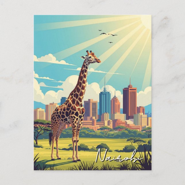 Postal Giraffe en Nairobi Kenia (Anverso)