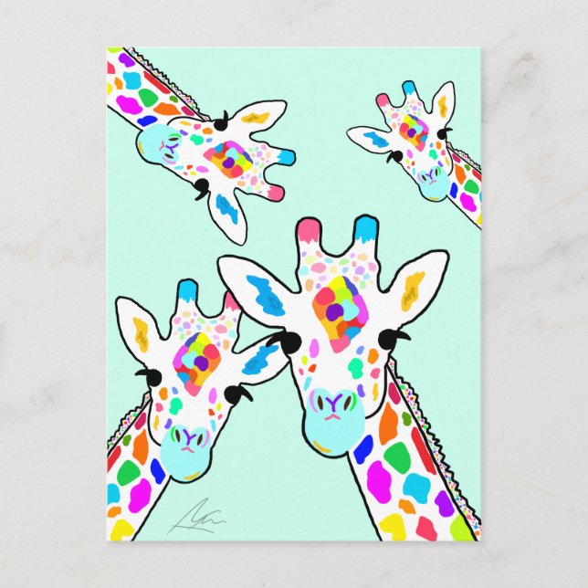 Postal Giraffe Family Mint Green (Anverso)