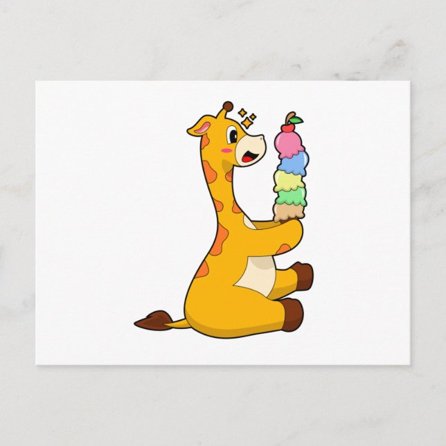 Postal Giraffe Helado Waffle (Anverso)
