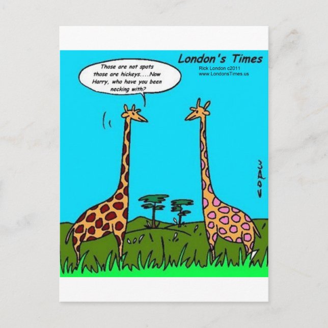 Postal Giraffe Hickeys Graciosos Regalos Tees Mugs & Card (Anverso)