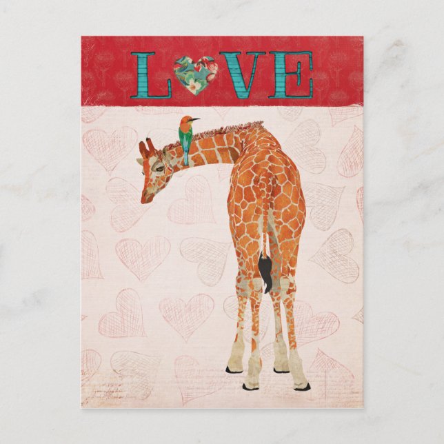 Postal GIRAFFE & HUMMINGBIRD LOVE Postcard (Anverso)