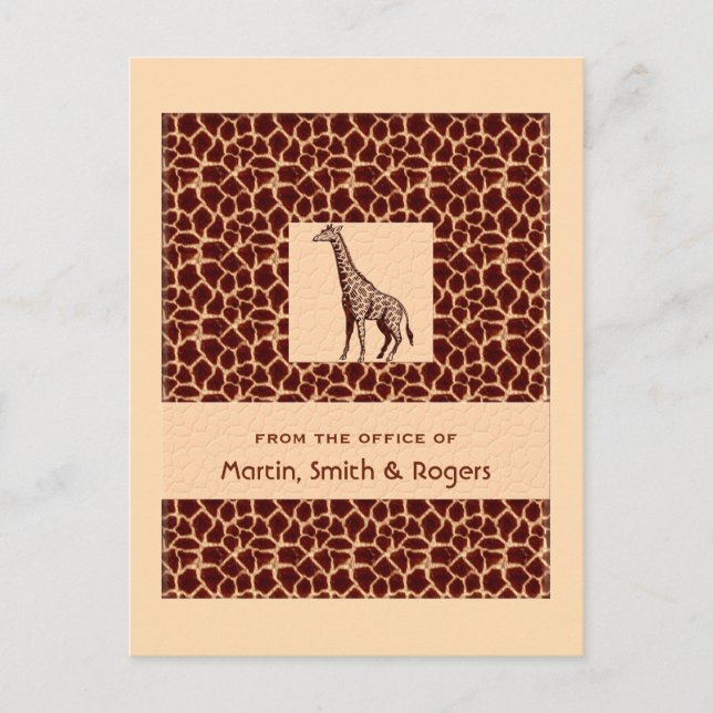 Postal Giraffe Imprimir negocio personalizado (Anverso)