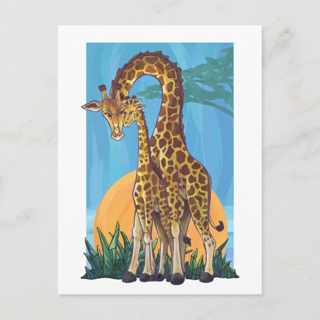 Postal Giraffe Mama y Baby (Anverso)