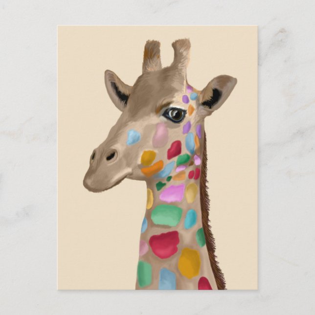 Postal Giraffe multicolor (Anverso)