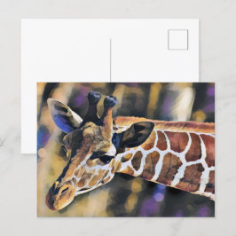 Postal Giraffe Pintura arte Vintage