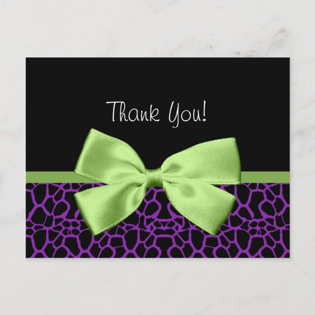 Postal Giraffe púrpura con cinta verde (Anverso)