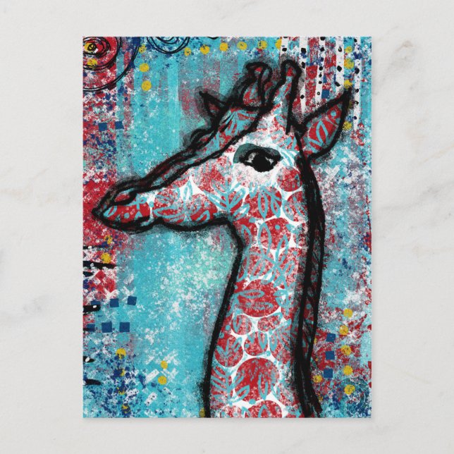 Postal Giraffe - Rojo Turquesa (Anverso)