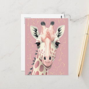 Postal Giraffe rosa cúrcuta