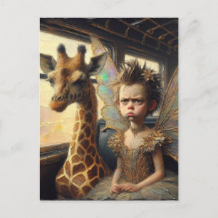 Postal Giraffe y hadas entristecidas