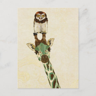 Postal GIRAFFE Y PEQUEÑA Postcarta OWL
