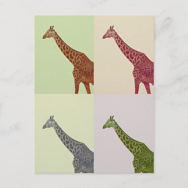 Postal Giraffes de colores de época (Anverso)