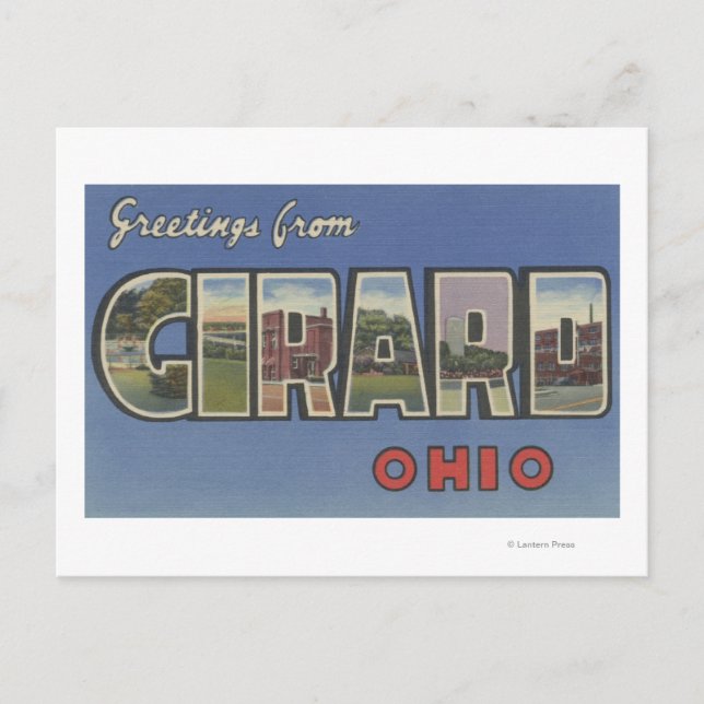 Postal Girard, OhioGrandes Escenas de letrasGirard, OH (Anverso)