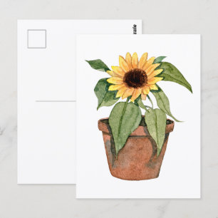Postal Girasol Acuarela