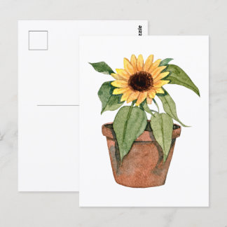 Postal Girasol Acuarela