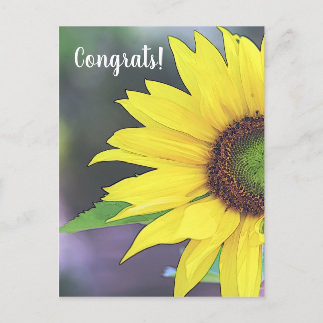 Postal Girasol Acuarela Digital 2 (Anverso)