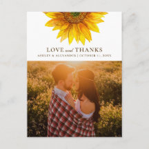 Girasol acuarela. Gracias por la boda rústica