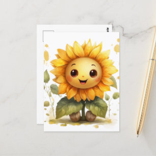 Postal Girasol Amarillo Lindo y Feliz