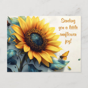 Postal Girasol con mariposas con Personalizable Textos