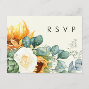 Postal Girasol de país en negrita   Boda Amarilla Ligera 