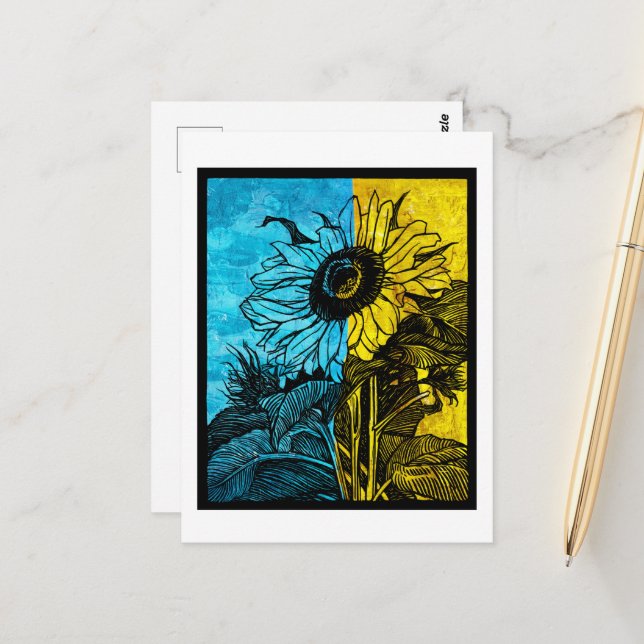 Postal Girasol de Ucrania (Anverso/Reverso In Situ)