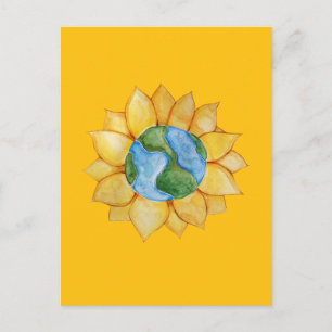 Postal Girasol Día de la Tierra Soleado Verano Terroso   