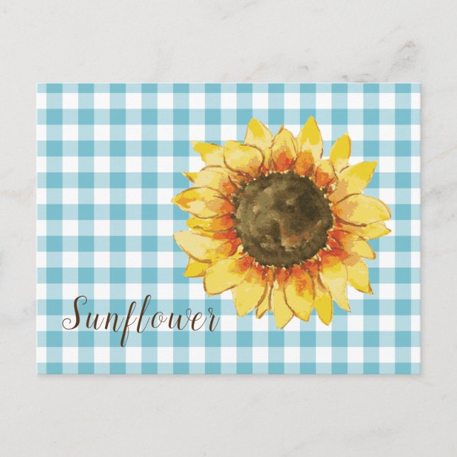 Postal Girasol en Blue Gingham (Anverso)