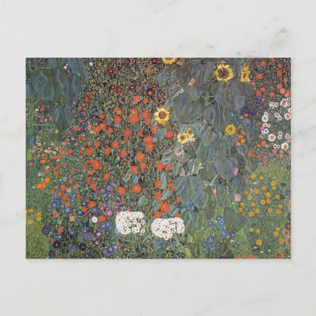 Postal Girasol en el jardín Gustav Klimt art nouveau (Anverso)