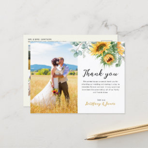 Postal Girasol Eucalipto 4 Fotos Agradecimiento Boda