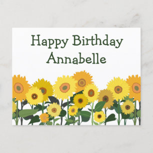 Postal Girasol Feliz Cumpleaños Personalizado Hermoso