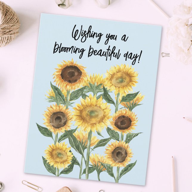 Postal Girasol Flor Floral Cota Editable (Close up)