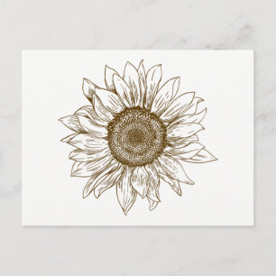 Postal Girasol Marrón Floral Hola Amor Te Extraño Amigos