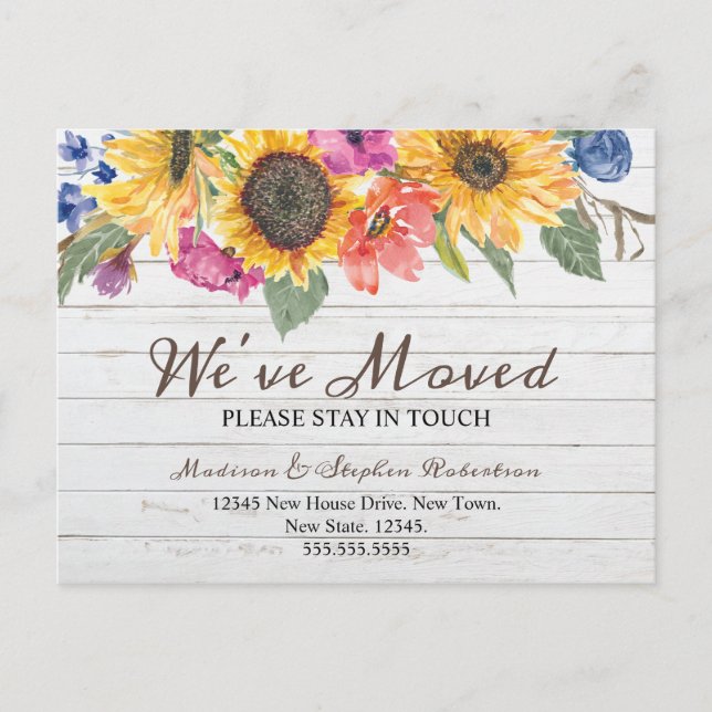 Postal Girasol que hemos movido | Cambio de dirección (Anverso)