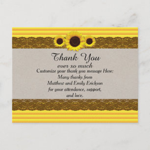 Postal Girasol, rayas y encaje marrón