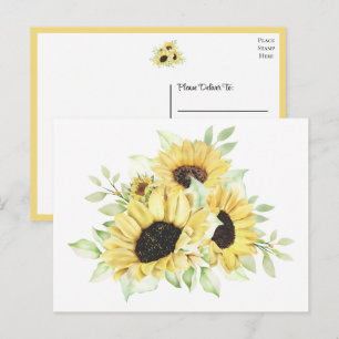 Postal Girasoles Acuarela Floral Campestre
